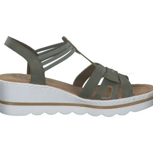 Rieker 67459, Plateau-Sandaletten, Damen, schilf