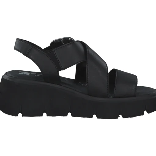 Rieker Evolution W1550, Plateau-Sandaletten, Damen, Schwarz