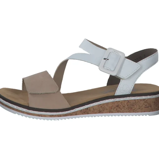 Rieker V3660, Keilsandaletten, Damen, Rosa/Beige/weiss